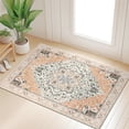thumbnail image 1 of Buganda 2'x3' Small Area Rug, Non Slip and Low Pile Door Mat, Vintage Distress Print Pattern Carpet, Machine Washable rugs for Entrance, Pink, 1 of 7
