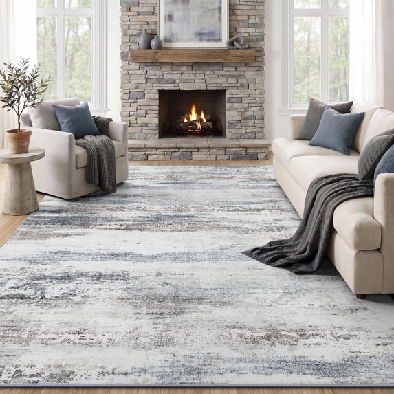 Buganda 5x7 Area Rugs for Living Room Bedroom, Modern Abstract Rugs, Washable Non-Slip Decor Carpet, Grey