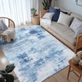 thumbnail image 1 of Buganda Area Rug for Living Room 3'X5', Washable Artificial Wool Area Rug, Low Pile Non-Slip Carpet for Bedroom Office Dining Room, Dark Blue, 1 of 8