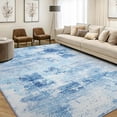 thumbnail image 1 of Buganda Area Rug for Living Room 8'X10', Washable Artificial Wool Area Rug, Low Pile Non-Slip Carpet for Bedroom Office Dining Room, Dark Blue, 1 of 8