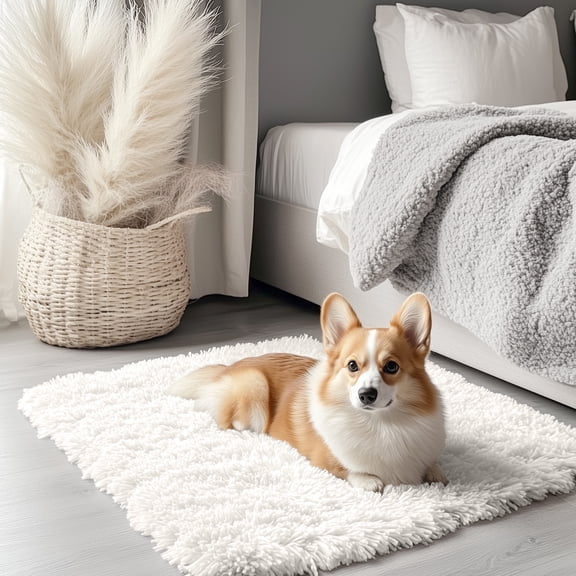 Buganda Area Rugs for Living Room 2'X3', Soft and Fluffy Shaggy Carpet for Pets, Machine Washable Floor Rugs for Bedroom, Cream