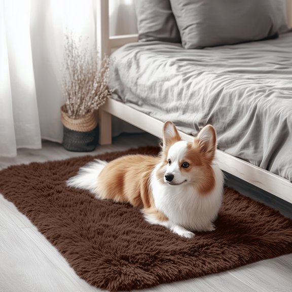 Buganda Area Rugs for Living Room 2'X3', Soft and Fluffy Shaggy Carpet for Pets, Machine Washable Floor Rugs for Bedroom, Coffee