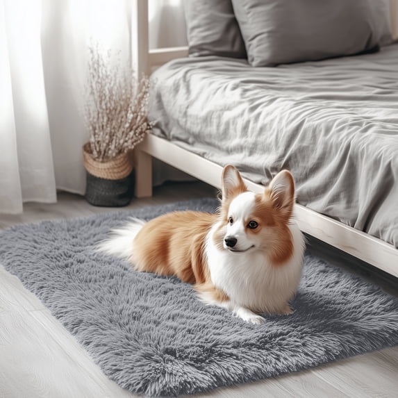 Buganda Area Rugs for Living Room 2'X3', Soft and Fluffy Shaggy Carpet for Pets, Machine Washable Floor Rugs for Bedroom, Light Grey