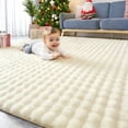 thumbnail image 1 of Buganda Area Rugs for Living Room, Soft Shaggy Rug for Bedroom , Non Slip Machine Washable Carpet, Off-white, 5'x7', 1 of 6