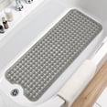 thumbnail image 1 of Buganda Bath Mat for Tub Non Slip, Extra Long Bath Mat with Drain Holes and Suction Cups, Machine Washable Shower Mat, 39"x15", Clear Grey, 1 of 9