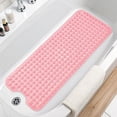 thumbnail image 1 of Buganda Bath Mat for Tub Non Slip, Extra Long Bath Mat with Drain Holes and Suction Cups, Machine Washable Shower Mat, 39"x15", Clear Pink, 1 of 9