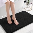 thumbnail image 1 of Buganda Bathroom Rugs 24x16, Quick Dry Machine Washable Chenille Bath Mats with Rubber Backing, Black, 1 of 9