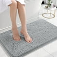 thumbnail image 1 of Buganda Bathroom Rugs 24x16, Quick Dry Machine Washable Chenille Bath Mats with Rubber Backing, Light Grey, 1 of 9