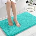 thumbnail image 1 of Buganda Bathroom Rugs 24x16, Quick Dry Machine Washable Chenille Bath Mats with Rubber Backing, Teal, 1 of 9