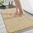 thumbnail image 1 of Buganda Bathroom Rugs 34x21, Quick Dry Machine Washable Chenille Bath Mats with Rubber Backing, Beige, 1 of 9