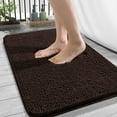 thumbnail image 1 of Buganda Bathroom Rugs 34x21, Quick Dry Machine Washable Chenille Bath Mats with Rubber Backing, Brown, 1 of 9