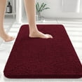 thumbnail image 1 of Buganda Bathroom Rugs 34x21, Quick Dry Machine Washable Chenille Bath Mats with Rubber Backing, Burgundy, 1 of 9
