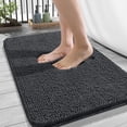 thumbnail image 1 of Buganda Bathroom Rugs 34x21, Quick Dry Machine Washable Chenille Bath Mats with Rubber Backing, Dark Grey, 1 of 9