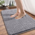 thumbnail image 1 of Buganda Bathroom Rugs 34x21, Quick Dry Machine Washable Chenille Bath Mats with Rubber Backing, Grey, 1 of 9