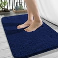 thumbnail image 1 of Buganda Bathroom Rugs 34x21, Quick Dry Machine Washable Chenille Bath Mats with Rubber Backing, Navy Blue, 1 of 9