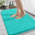 thumbnail image 1 of Buganda Bathroom Rugs 34x21, Quick Dry Machine Washable Chenille Bath Mats with Rubber Backing, Teal, 1 of 9