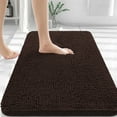 thumbnail image 1 of Buganda Bathroom Rugs 36x24, Quick Dry Machine Washable Chenille Bath Mats with Rubber Backing, Brown, 1 of 9