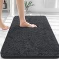 thumbnail image 1 of Buganda Bathroom Rugs 36x24, Quick Dry Machine Washable Chenille Bath Mats with Rubber Backing, Dark Grey, 1 of 9