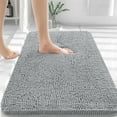 thumbnail image 1 of Buganda Bathroom Rugs 36x24, Quick Dry Machine Washable Chenille Bath Mats with Rubber Backing, Light Grey, 1 of 9