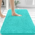 thumbnail image 1 of Buganda Bathroom Rugs 36x24, Quick Dry Machine Washable Chenille Bath Mats with Rubber Backing, Teal, 1 of 9