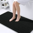 thumbnail image 1 of Buganda Bathroom Rugs 44x24, Quick Dry Machine Washable Chenille Bath Mats with Rubber Backing, Black, 1 of 9