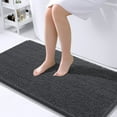 thumbnail image 1 of Buganda Bathroom Rugs 44x24, Quick Dry Machine Washable Chenille Bath Mats with Rubber Backing, Dark Grey, 1 of 9