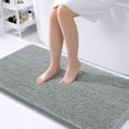 thumbnail image 1 of Buganda Bathroom Rugs 44x24, Quick Dry Machine Washable Chenille Bath Mats with Rubber Backing, Light Grey, 1 of 9