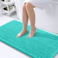 thumbnail image 1 of Buganda Bathroom Rugs 44x24, Quick Dry Machine Washable Chenille Bath Mats with Rubber Backing, Teal, 1 of 9