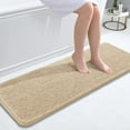 thumbnail image 1 of Buganda Bathroom Rugs 47x17, Quick Dry Machine Washable Chenille Bath Mats with Rubber Backing, Beige, 1 of 9