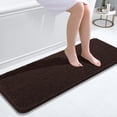 thumbnail image 1 of Buganda Bathroom Rugs 47x17, Quick Dry Machine Washable Chenille Bath Mats with Rubber Backing, Brown, 1 of 9