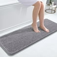 thumbnail image 1 of Buganda Bathroom Rugs 47x17, Quick Dry Machine Washable Chenille Bath Mats with Rubber Backing, Grey, 1 of 9