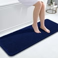 thumbnail image 1 of Buganda Bathroom Rugs 47x17, Quick Dry Machine Washable Chenille Bath Mats with Rubber Backing, Navy Blue, 1 of 9