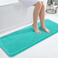 thumbnail image 1 of Buganda Bathroom Rugs 47x17, Quick Dry Machine Washable Chenille Bath Mats with Rubber Backing, Teal, 1 of 9