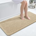 thumbnail image 1 of Buganda Bathroom Rugs 47x20, Quick Dry Machine Washable Chenille Bath Mats with Rubber Backing, Beige, 1 of 9