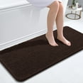 thumbnail image 1 of Buganda Bathroom Rugs 47x20, Quick Dry Machine Washable Chenille Bath Mats with Rubber Backing, Brown, 1 of 9