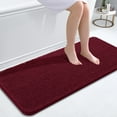 thumbnail image 1 of Buganda Bathroom Rugs 47x20, Quick Dry Machine Washable Chenille Bath Mats with Rubber Backing, Burgundy, 1 of 9