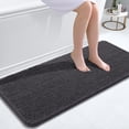 thumbnail image 1 of Buganda Bathroom Rugs 47x20, Quick Dry Machine Washable Chenille Bath Mats with Rubber Backing, Dark Grey, 1 of 9
