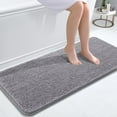 thumbnail image 1 of Buganda Bathroom Rugs 47x20, Quick Dry Machine Washable Chenille Bath Mats with Rubber Backing, Grey, 1 of 9