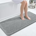 thumbnail image 1 of Buganda Bathroom Rugs 47x20, Quick Dry Machine Washable Chenille Bath Mats with Rubber Backing, Light Grey, 1 of 9