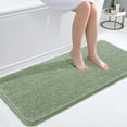thumbnail image 1 of Buganda Bathroom Rugs 47x20, Quick Dry Machine Washable Chenille Bath Mats with Rubber Backing, Sage Green, 1 of 9