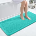 thumbnail image 1 of Buganda Bathroom Rugs 47x20, Quick Dry Machine Washable Chenille Bath Mats with Rubber Backing, Teal, 1 of 9