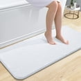 thumbnail image 1 of Buganda Bathroom Rugs 47x20, Quick Dry Machine Washable Chenille Bath Mats with Rubber Backing, White, 1 of 9