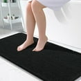 thumbnail image 1 of Buganda Bathroom Rugs 47x24, Quick Dry Machine Washable Chenille Bath Mats with Rubber Backing, Black, 1 of 9