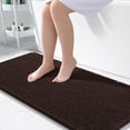 thumbnail image 1 of Buganda Bathroom Rugs 47x24, Quick Dry Machine Washable Chenille Bath Mats with Rubber Backing, Brown, 1 of 9