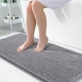 thumbnail image 1 of Buganda Bathroom Rugs 47x24, Quick Dry Machine Washable Chenille Bath Mats with Rubber Backing, Grey, 1 of 9