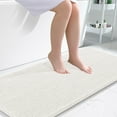 thumbnail image 1 of Buganda Bathroom Rugs 47x24, Quick Dry Machine Washable Chenille Bath Mats with Rubber Backing, Ivory, 1 of 9