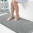 thumbnail image 1 of Buganda Bathroom Rugs 47x24, Quick Dry Machine Washable Chenille Bath Mats with Rubber Backing, Light Grey, 1 of 9