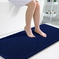 thumbnail image 1 of Buganda Bathroom Rugs 47x24, Quick Dry Machine Washable Chenille Bath Mats with Rubber Backing, Navy Blue, 1 of 9