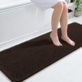 thumbnail image 1 of Buganda Bathroom Rugs 59x20, Quick Dry Machine Washable Chenille Bath Mats with Rubber Backing, Brown, 1 of 9