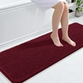 thumbnail image 1 of Buganda Bathroom Rugs 59x20, Quick Dry Machine Washable Chenille Bath Mats with Rubber Backing, Burgundy, 1 of 9